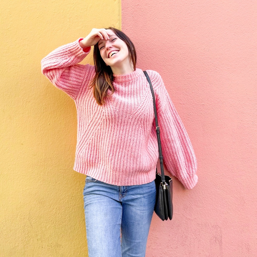 Pink Target Knit Oversized Sweater